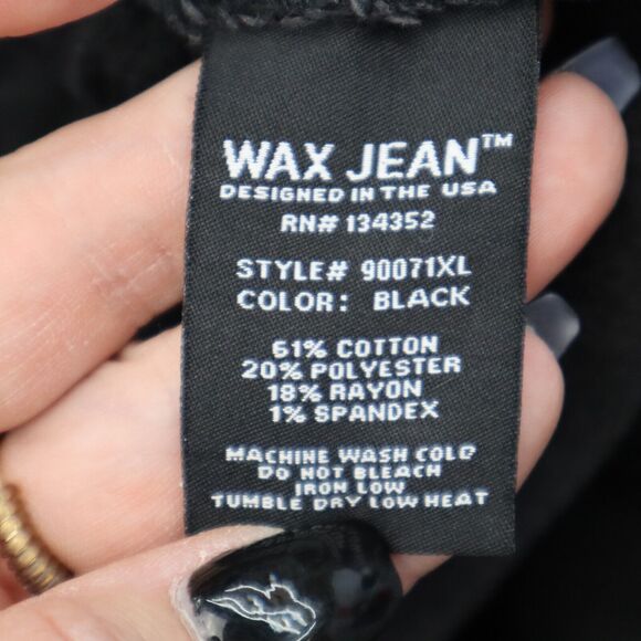 Wax Jeans Pants Womens 16 Black Distresssed High Rise Straight Cut Bottoms - Picture 5 of 16